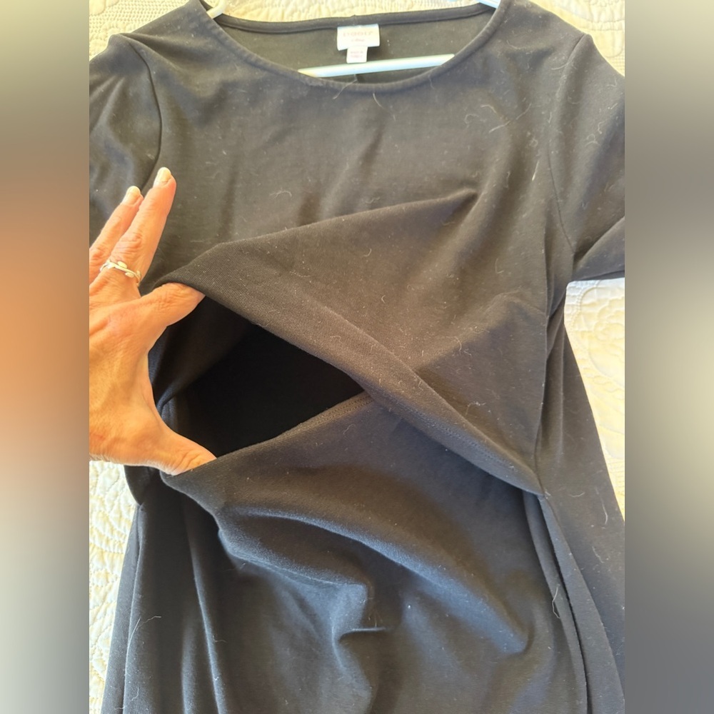 Boob Designs Long Sleeve Boat Neck Black Maternity/Nursing Dress, MSRP $109, XL - Picture 9 of 12